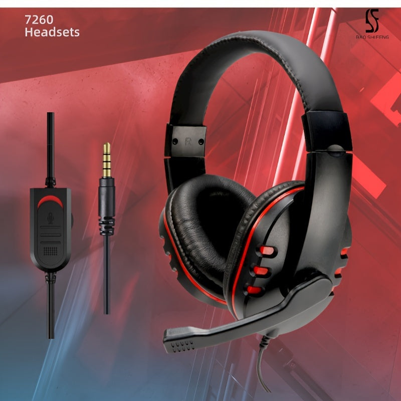 Black and Red Gaming Headset with Microphone 3.5mm Noise-Cancelling Over-Ear Headphones