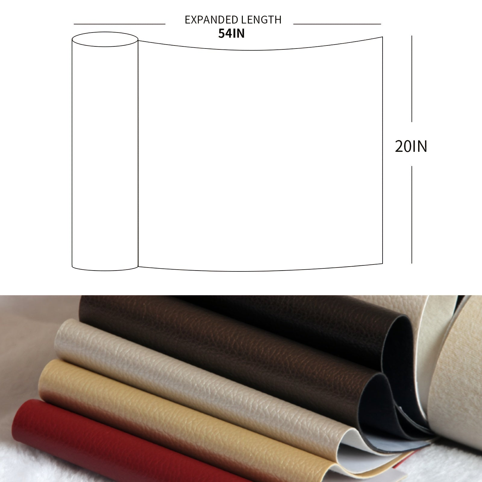 O'z-o'zidan yopishadigan charm ta'mirlash lenti, aralash ranglar, 7.62x152.4cm, mebel, avtomobil o'rindiqlari uchun