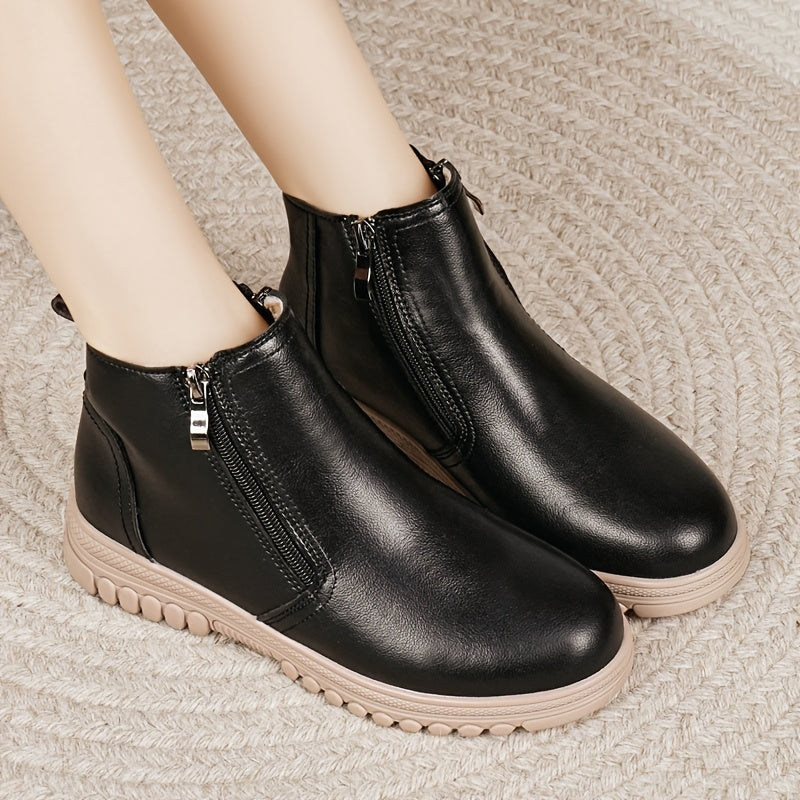 Women's Ankle Booties Solid Color Breathable Mesh Non-Slip Platform Shoes