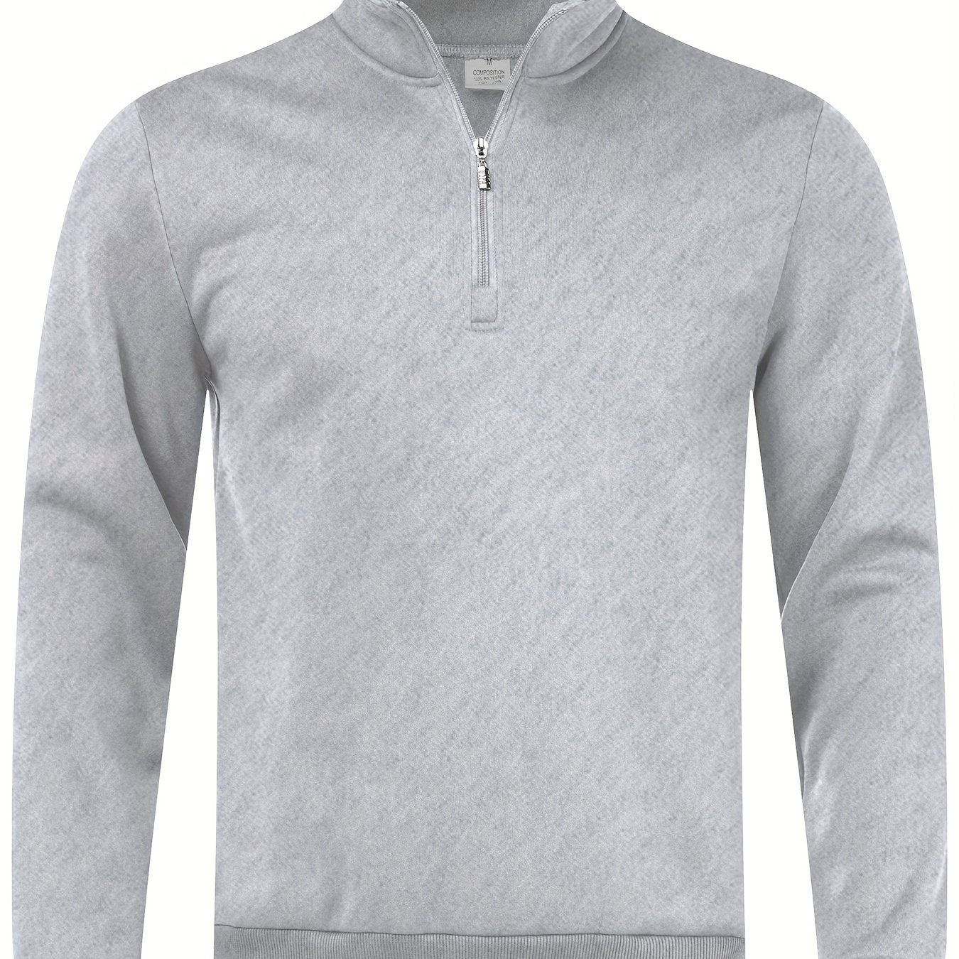 Men's Slim Fit Black Fleece Pullover with Quarter Zip Mock Neck Casual Long Sleeve Polyester