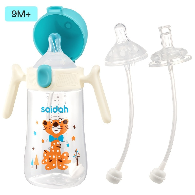 10oz Leak-Proof BPA-Free Silicone Feeding Bottle with Straw for Kids