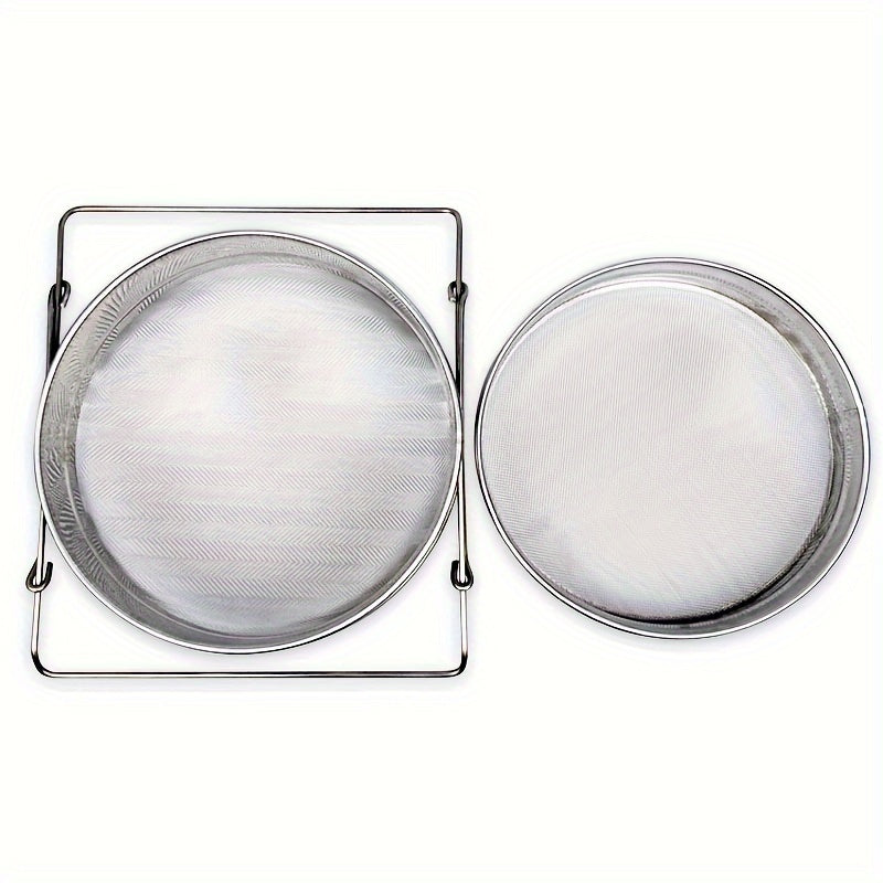 Stainless Steel Double Sieve Honey Strainer with Adjustable Arms for Beekeeping
