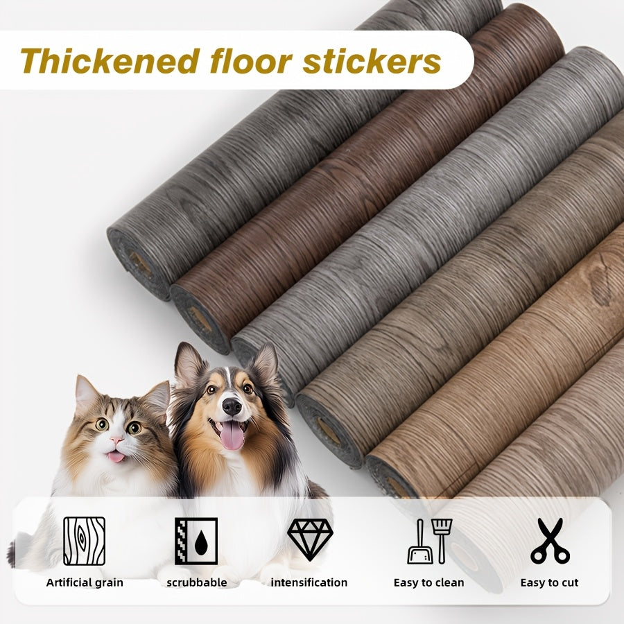 Vintage Wood Grain Floor Stickers Waterproof Non-Slip Durable Vinyl for Kitchen Bathroom Bedroom Living Room