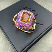 Women's Glitter Cuff Bracelet with Rhinestone Accents and Copper Base