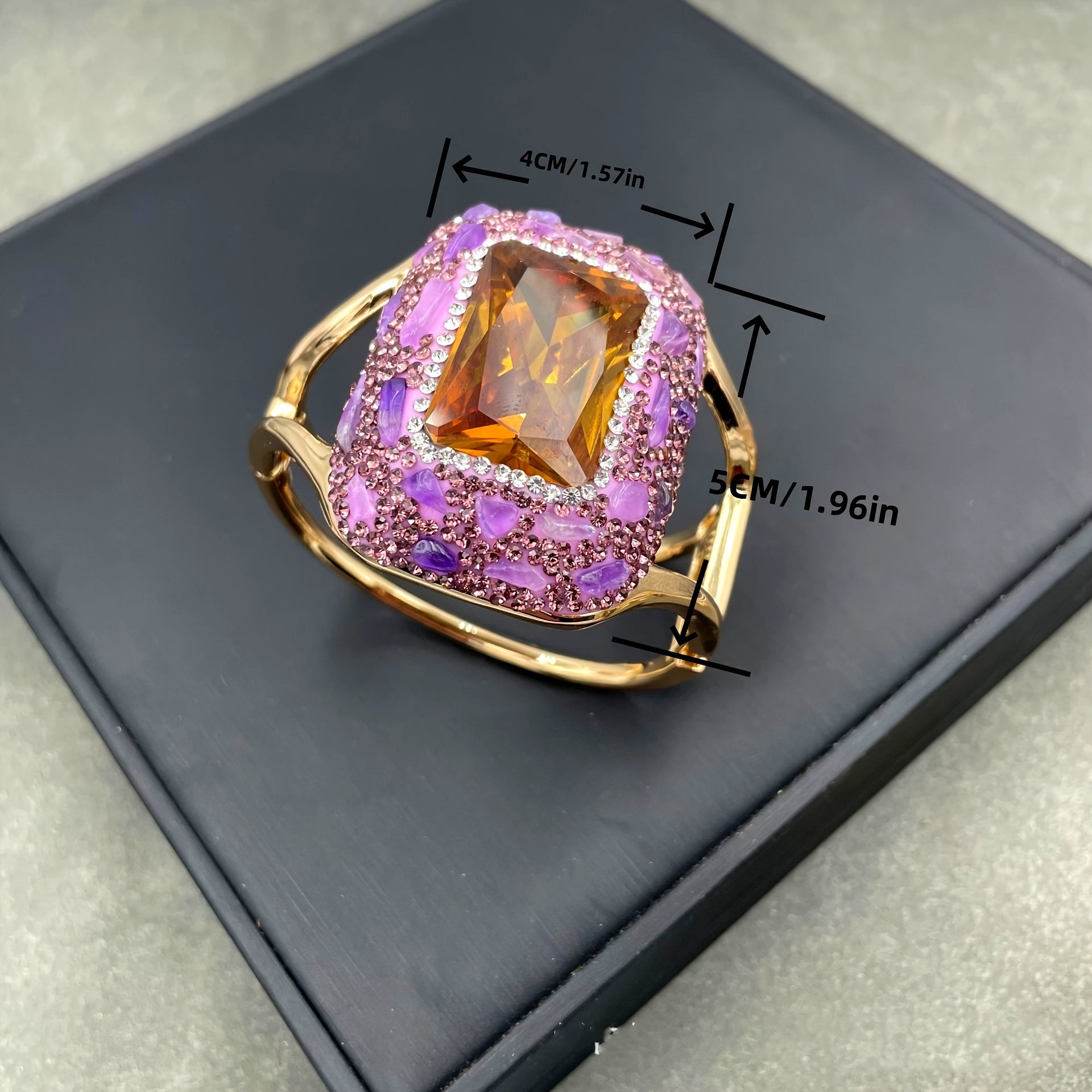 Women's Glitter Cuff Bracelet with Rhinestone Accents and Copper Base