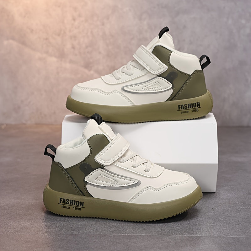 Kids Waterproof Mid-Top Sneakers for Sports Casual Wear EVA Sole Black and White