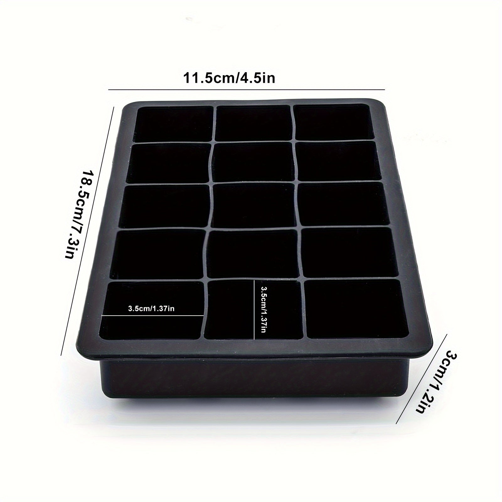 Square Silicone Ice Tray 15-Cavity Reusable Freezer Mold Easy Release