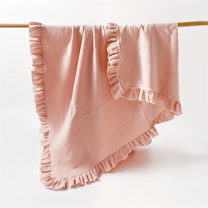 Baby Soft Blanket with Lace Gauze in Plain Color for Children Lotus Leaf Bath Towel Gift