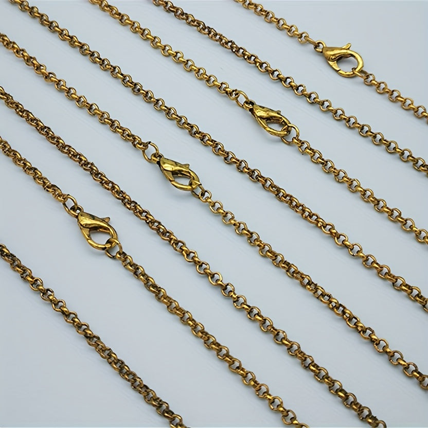 Paquete de 10 cadenas de collar con eslabones en tono latón de 53.34cm con cierres de langosta para fabricación de joyas