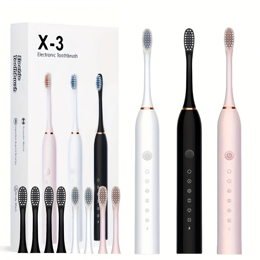 Electric Sonic Toothbrush Set With 8 Brush Heads Soft Bristles 6 Cleaning Modes