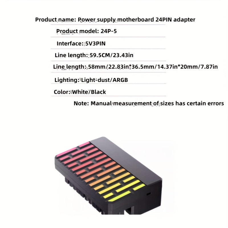 24-Pin ATX Power Supply Adapter 90-Degree Converter for PC Builds