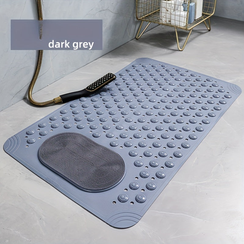 Alfombra de baño de PVC azul claro antideslizante con protuberancias de masaje para ducha y seguridad en el baño, de 0.8 cm de grosor