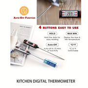 Digital Meat Thermometer with Digital Display, 0.1 Accuracy, Battery Powered, Food Cooking and BBQ Probe