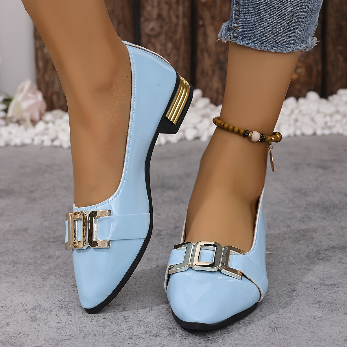 Women's Pointed Toe Slip-On Loafers Sequin Detail Orange Synthetic Dress Shoes