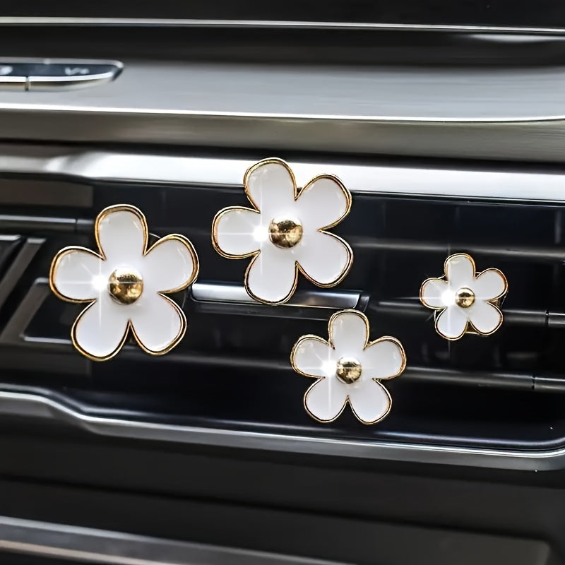 4pcs Alloy Daisy Car Ventilation Hole Perfume Diffuser Clips Interior Decoration