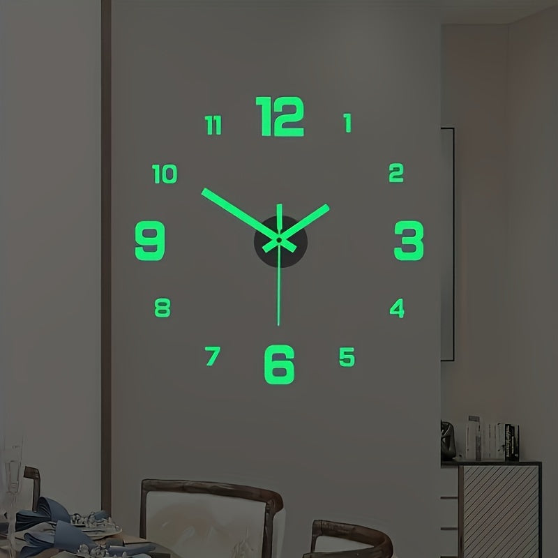 Modern 3D Digital Wall Clock Acrylic Luminous Large Display for Living Room and Bedroom