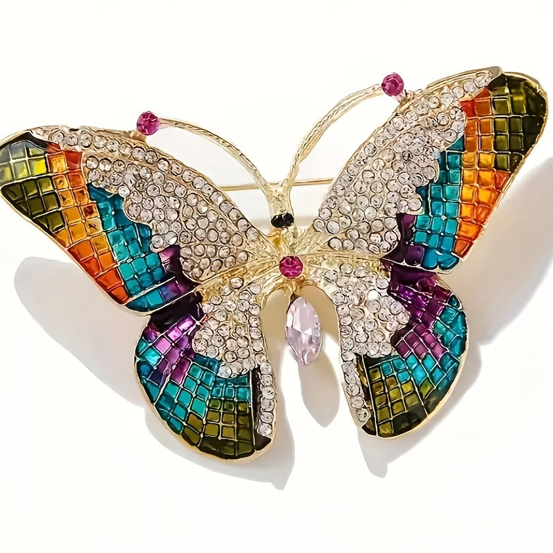 Women’s Alloy Butterfly Brooch Pins with Rhinestones Elegant Jewelry Accessories