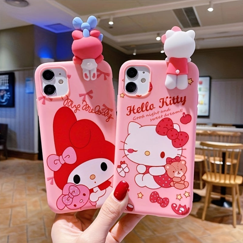 Funda de teléfono de dibujos animados con soporte para iPhone, cubierta de TPU suave, moderna y linda