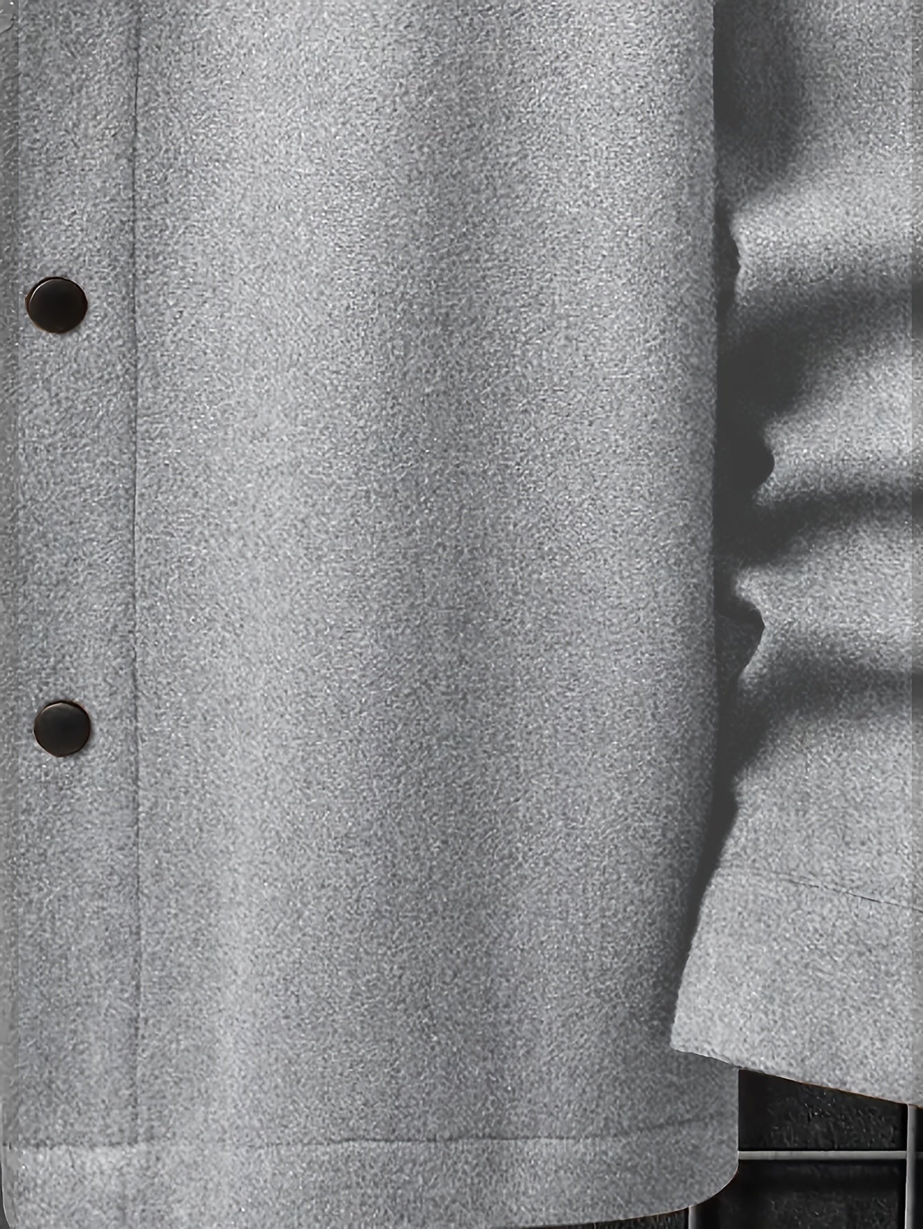 Men's Plus-Size Casual Wool Blend Jacket with Front Pocket and Turn-Down Collar