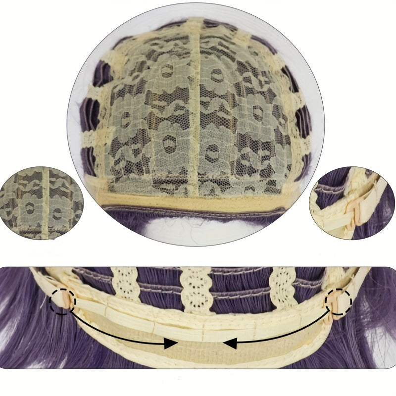 Men's Purple Short Straight Wig with Heat Resistant Synthetic Hair for Cosplay