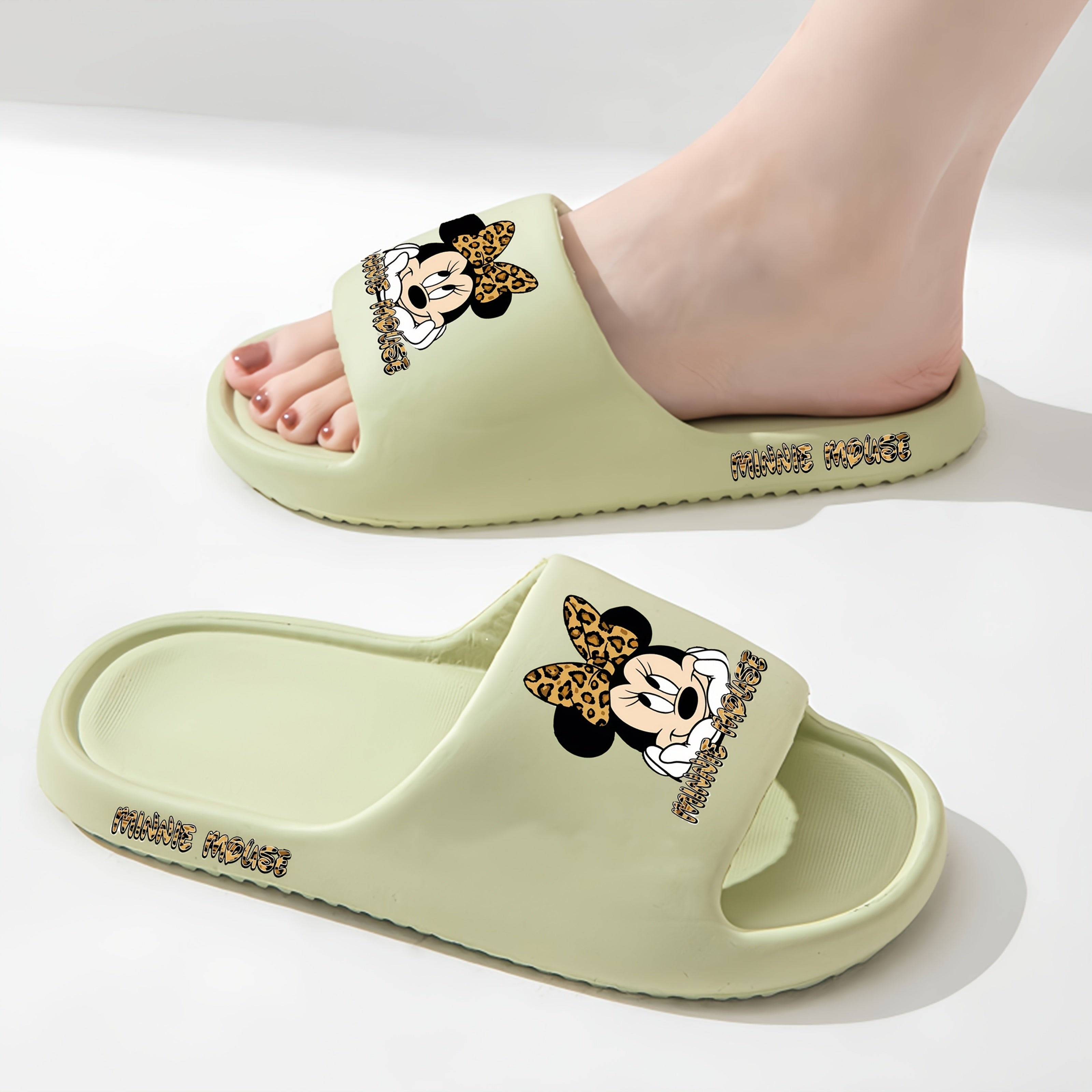 Женские EVA шлепанцы с нескользящей леопардовой расцветкой, летние домашние тапочки