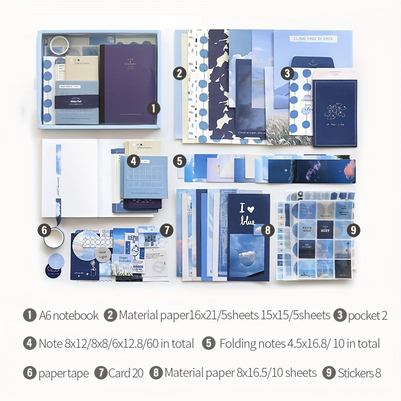 Student Art Notebook Set with Stickers and 122-Piece Material Kit for School Supplies