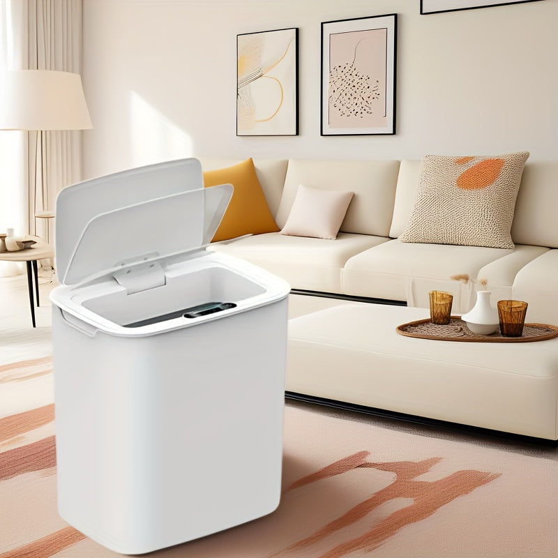 3.7-Gallon aqlli axlat qutisi, USB zaryadlash, avtomatik qopqoq, harakat sensori, oq