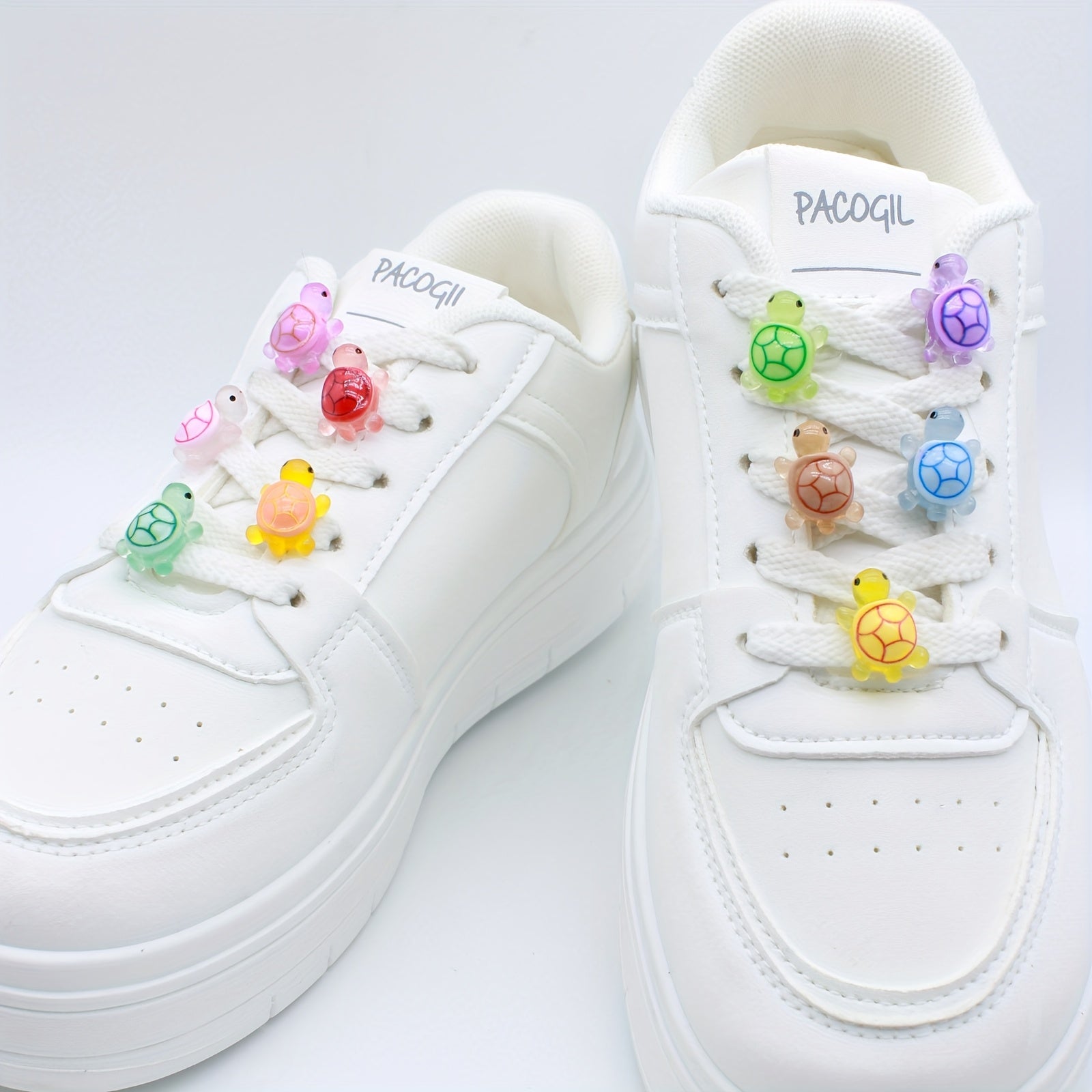 10 dona rangli kichik yoritilgan toshbaqa poyabzal lentalari uchun kalitlar bolalar poyabzal dekoratsiyalari