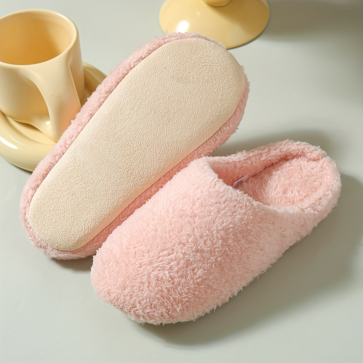 Women's Plush Indoor Slippers Soft Sole Lightweight Satin-Like Fabric All-Season