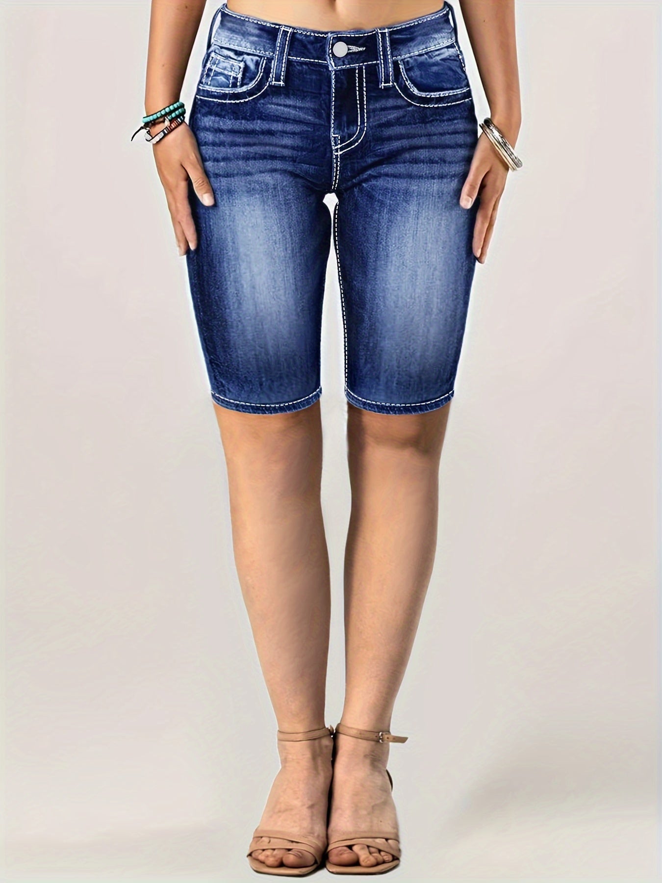 Women's Plus Size Denim Shorts High Waist Slim Fit Vintage Casual Jeans