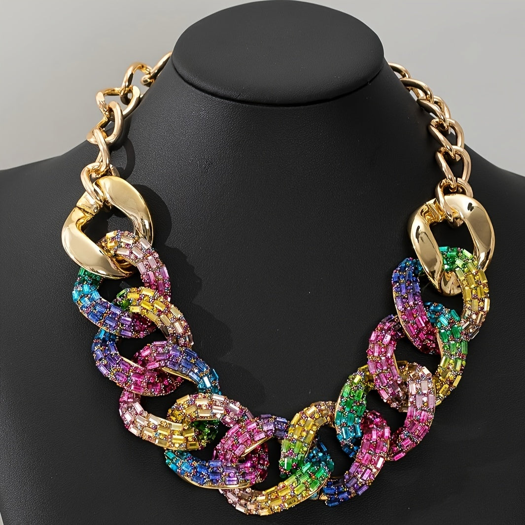 Ko'p rangli Hip-Hop Punk Zargarlik To'plami, Boho-Chic Kuba Zanjirli Bilaguzuk va Quloq uzuklari, Sun'iy Noyabr Tug'ilgan To'pi – Festival va Ta'tillar uchun Ideal