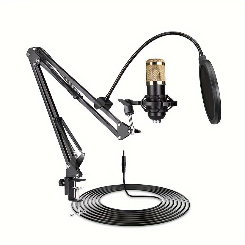 Black and Gold Metal USB Condenser Microphone for Gaming Streaming Recording