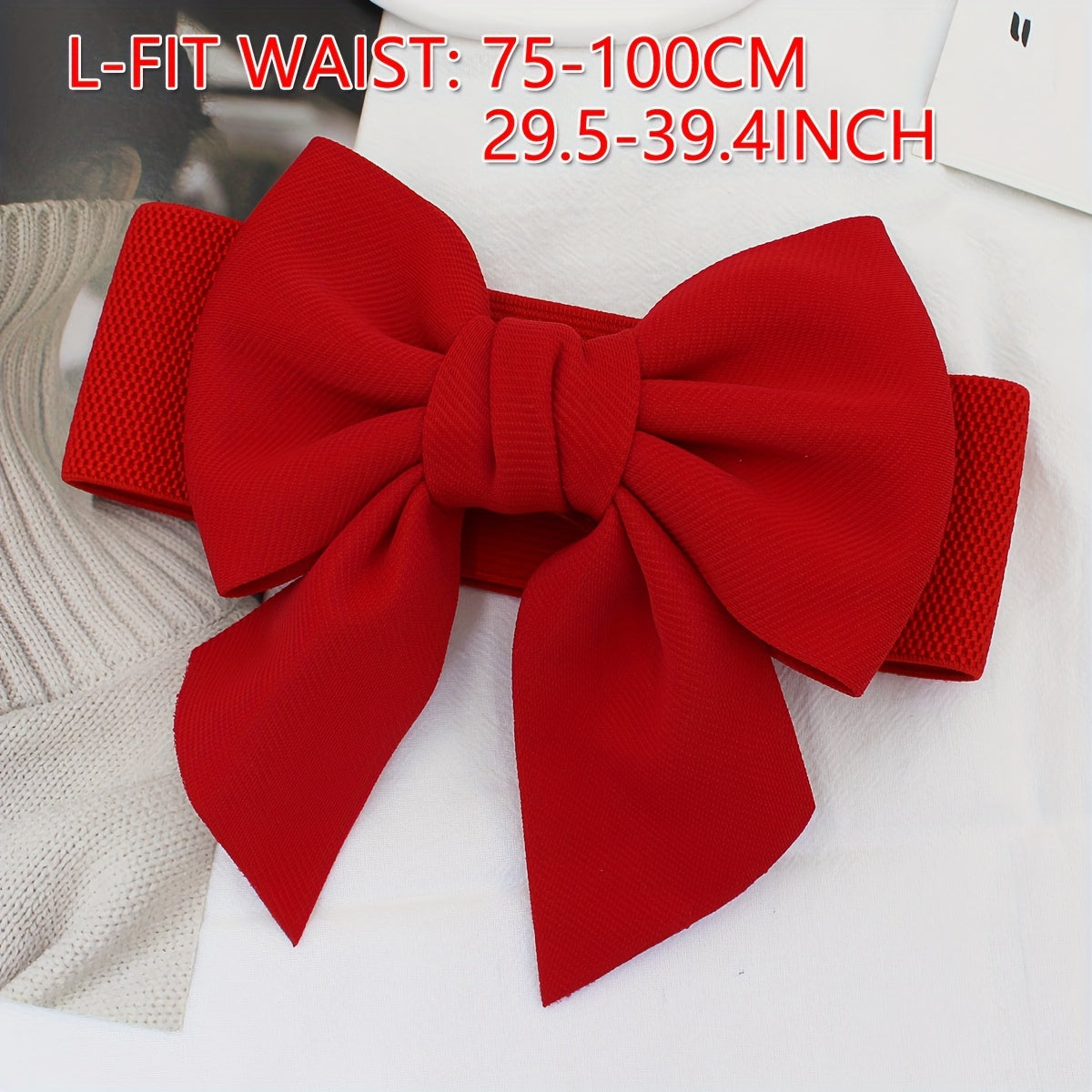 Wide Elastic Waist Belt for Women with Bowknot Detail Dress Girdle