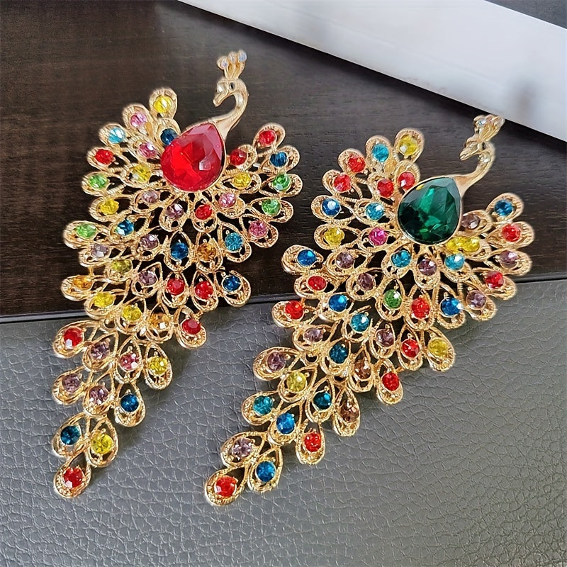 Retro Peacock Brooch with Rhinestones Anti-Slip Clothing Accessory for Women
