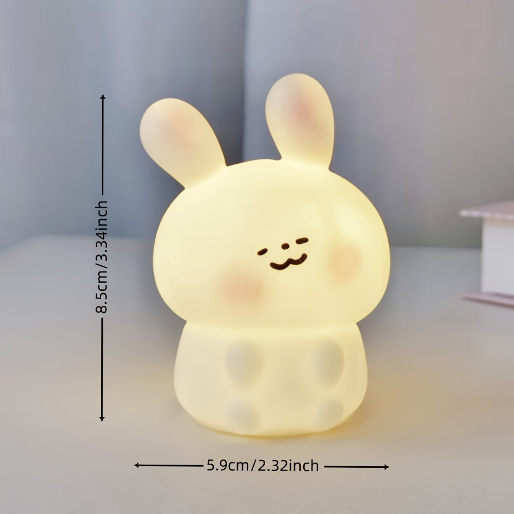 Figurita decorativa luminosa Blush Rabbit para escritorio, de PVC blanco, alimentada por batería