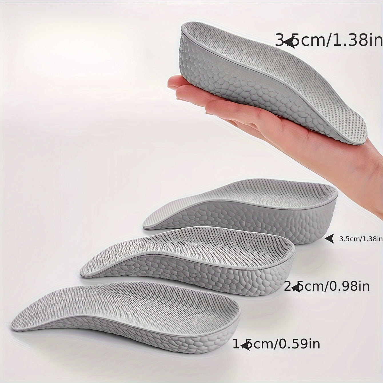 Unisex Memory Foam Height-Increasing Insoles with Arch Support and Shock Absorption