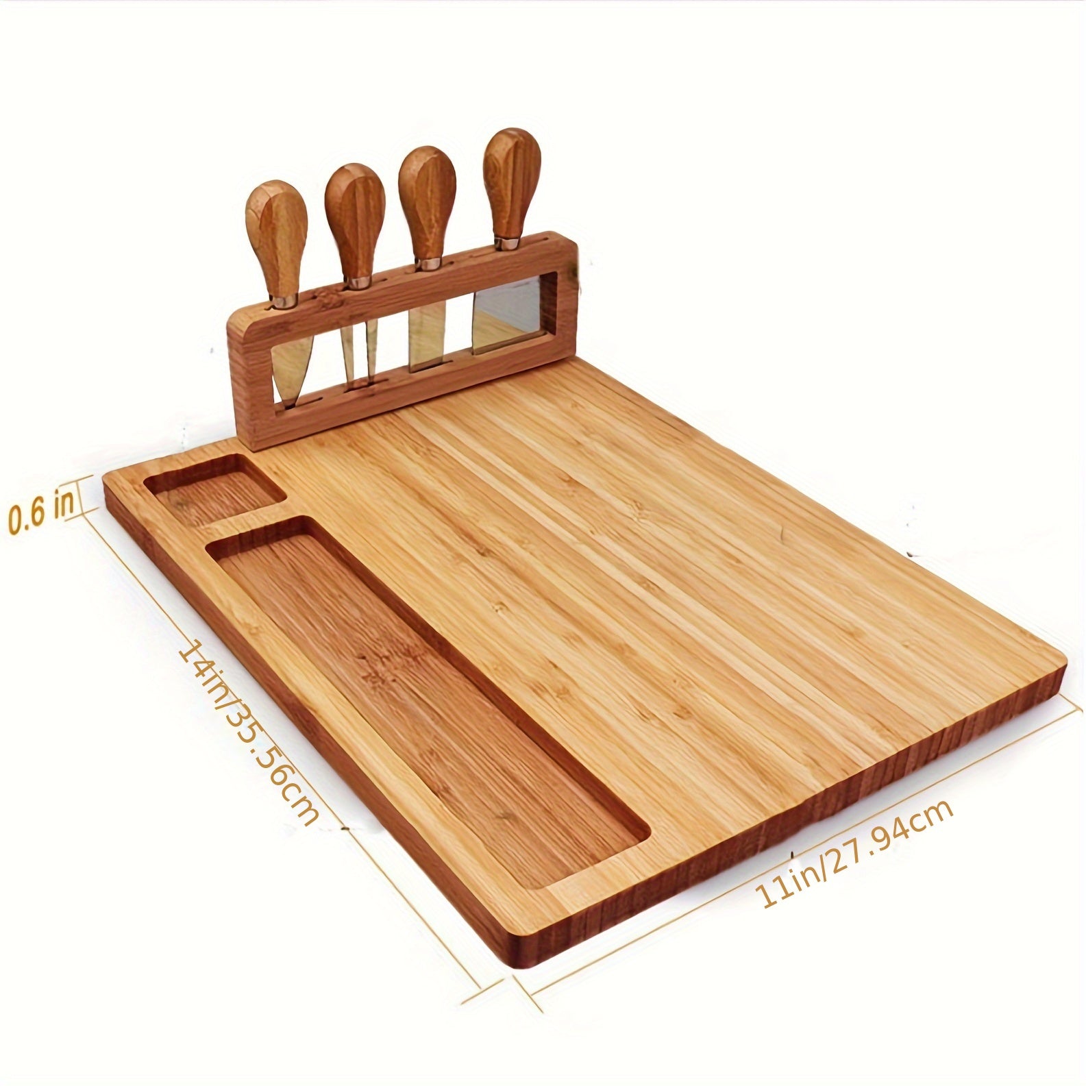 Bamboo Cheese Board Set with Knife for Serving Cheese Fruit and Nuts