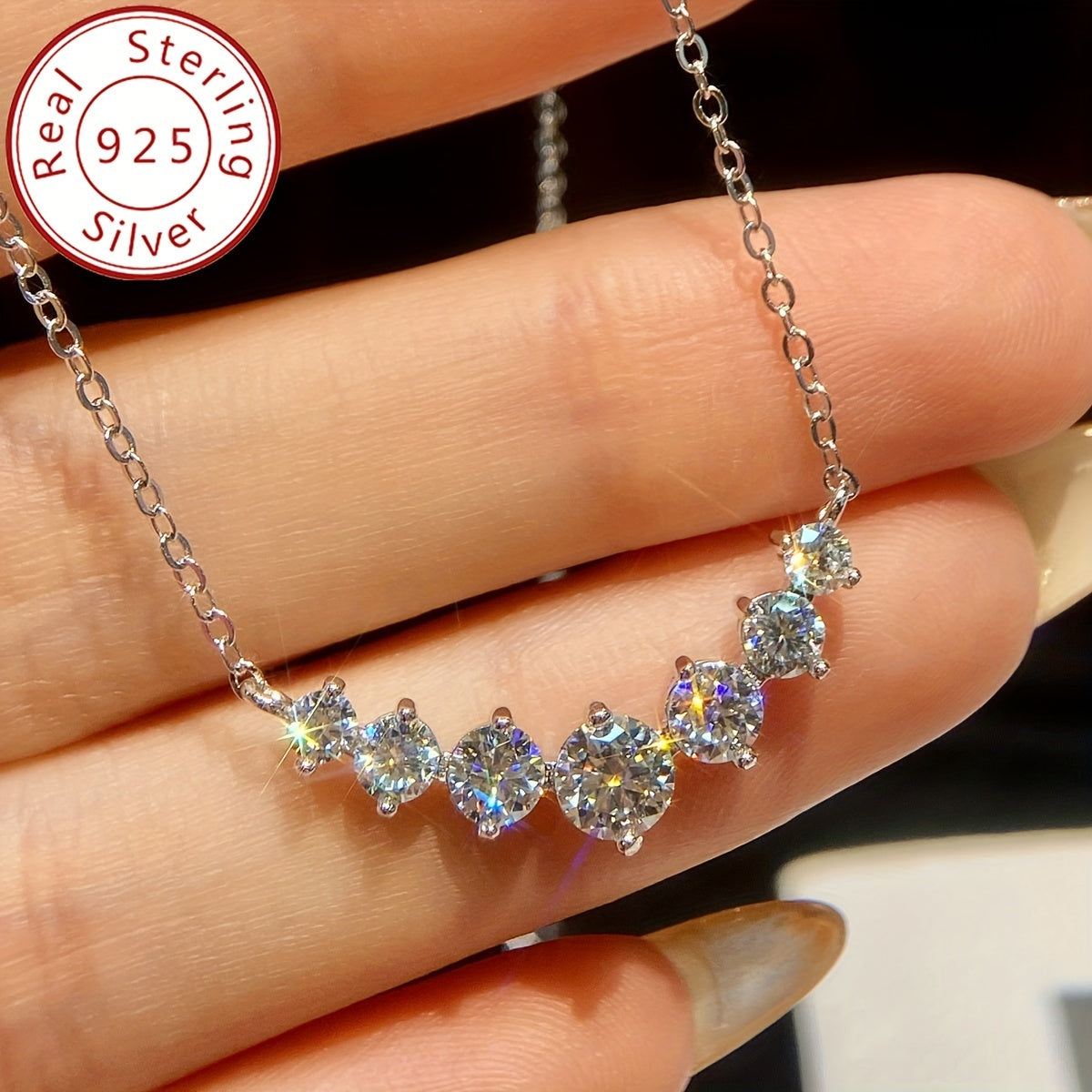 Women's Moissanite Pendant Necklace 1.7ct Sterling Silver Wedding Gift Jewelry