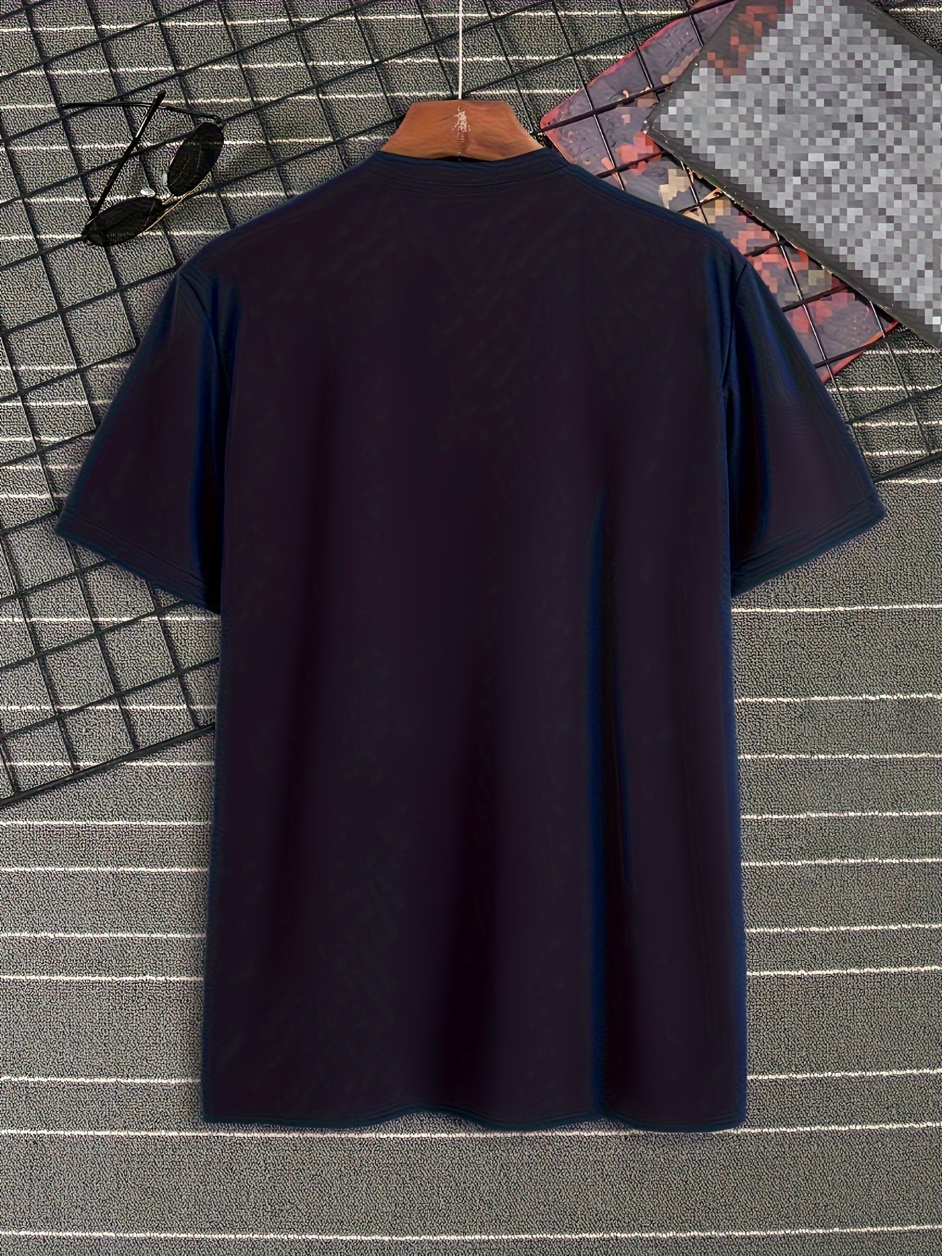 Camiseta de algodón para hombre de verano con patrón de rayas en color degradado, cuello redondo, manga corta, estilo casual