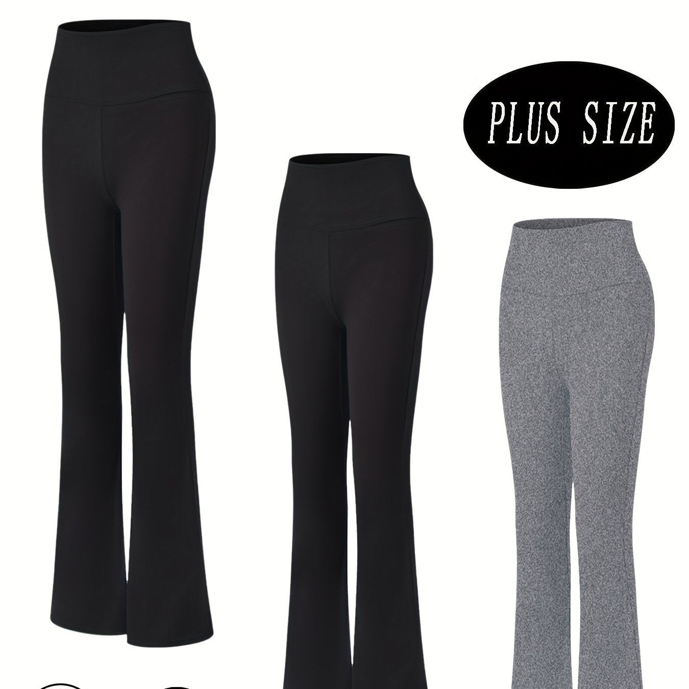 Plus Size Women's Soft High Waisted Flare Pants Leggings Tummy Control