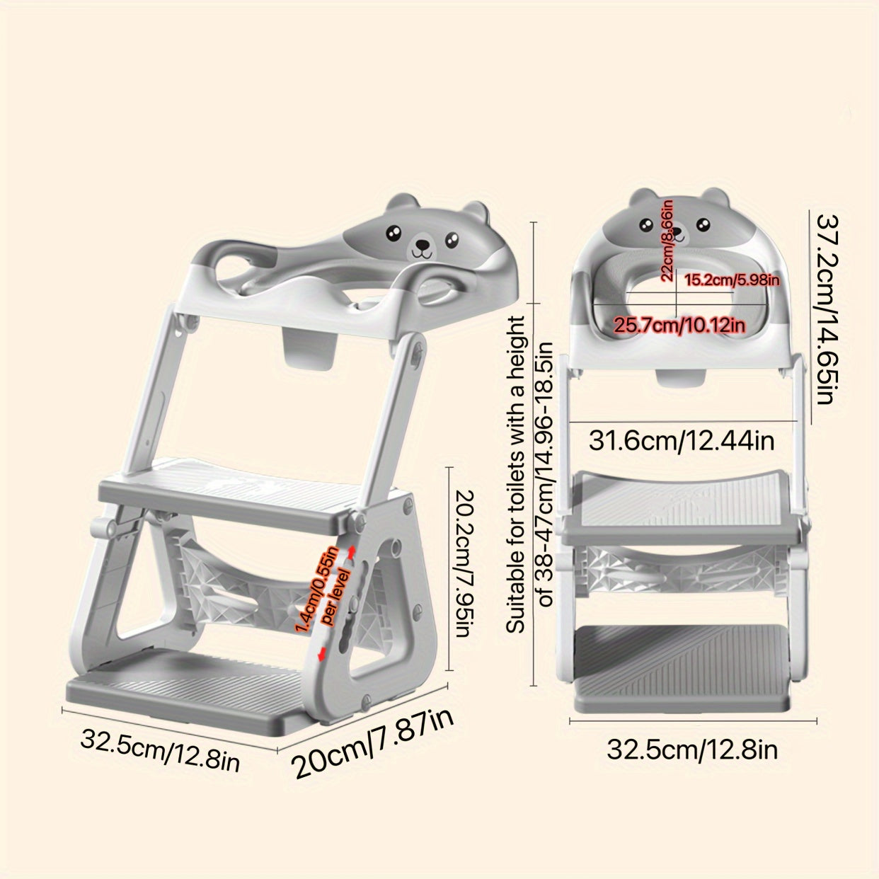 Children's Toilet Training Ladder Folding Footstool with Detachable Ring