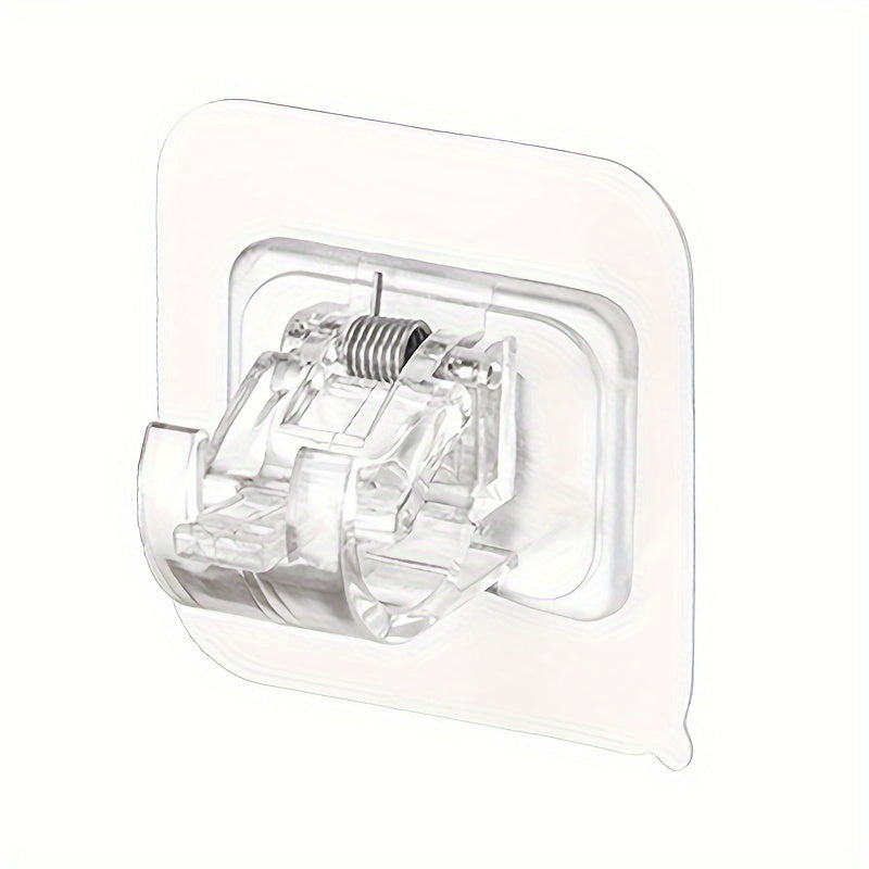 Set of 8 Clear No-Drill Curtain Rod Holders Self-Adhesive Adjustable Hooks