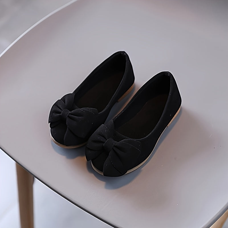 Girls' Slip-On Princess Shoes Pink Yellow Black with Bow PU Fabric Rubber Sole