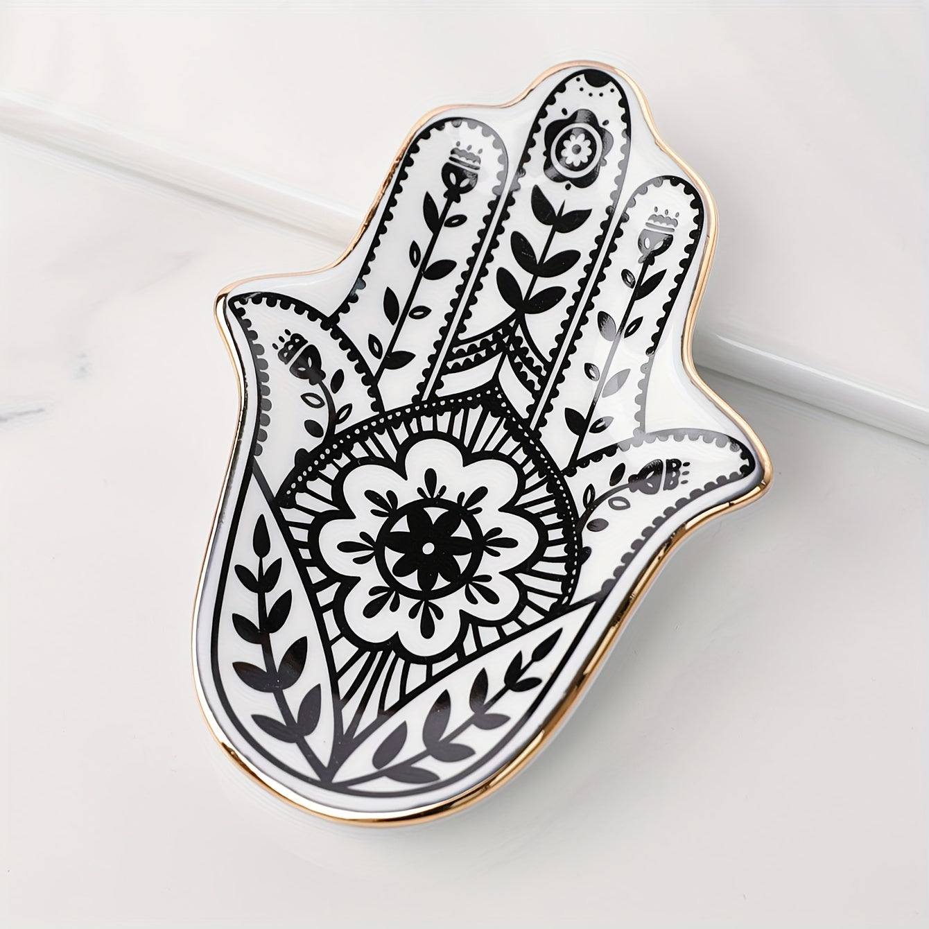 Ceramic Hand of Fatima Ring Tray Jewelry Dish for Earrings Necklaces Rings