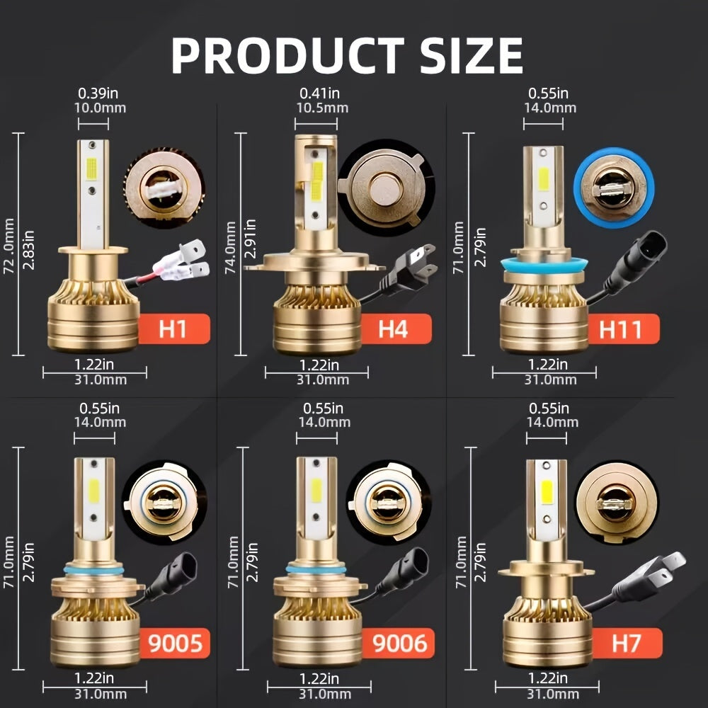 2 piezas de bombillas para faros de coche 9005 9006 H11 H4 H7 H1 120W 6000K Blanco luz alta y baja
