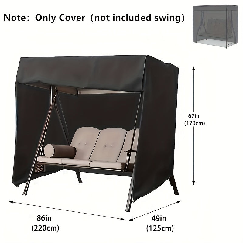 Heavy Duty Outdoor Swing Cover for 2/3 Seat Patio Furniture Waterproof Oxford Cloth Black