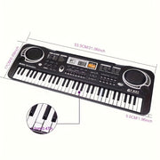 Black 61-Key Digital Piano Keyboard with Microphone Battery and USB Power