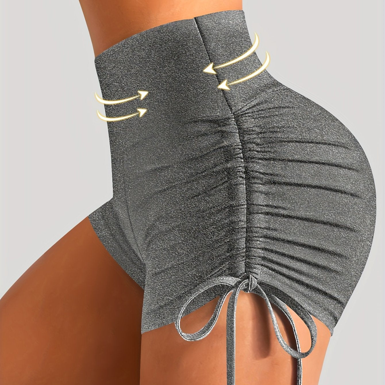 Women’s Yoga Pants with Side Drawstring Wrinkle-Resistant Stretch Knit Shorts