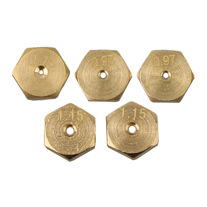 5-piece gas stove nozzle kit for 5-burner cooktops includes sizes 0.73mm to 1.15mm