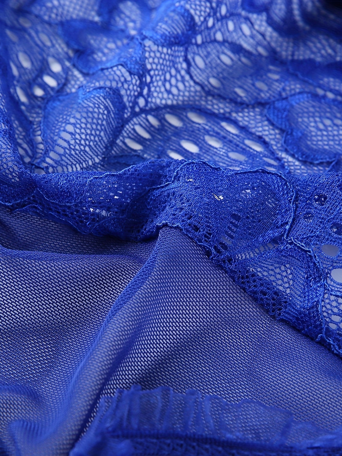 Gul naqshli dantel teddy, ochiq ko'krak va ochiq qorin bilan, ayollar uchun ruffle bodysuit ichki kiyim.